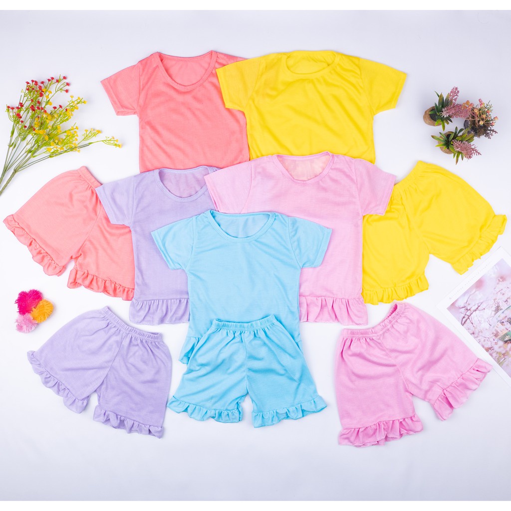 IL - SETELAN RUFFLE SET POLOS / SETELAN ANAK PEREMPUAN POLOS / SETELAN BALITA POLOS