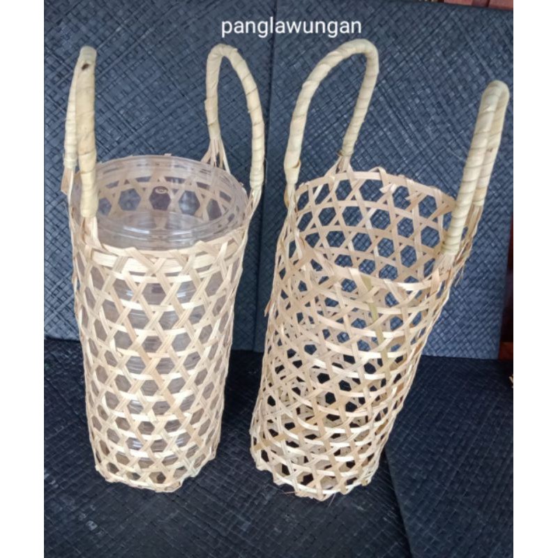 anyaman bambu tas toples D.15cm T.32cm