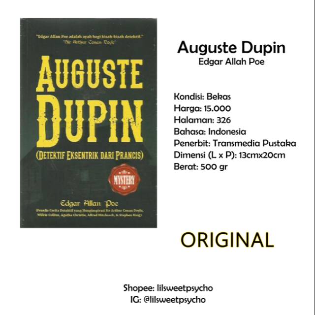 AUGUSTE DUPIN (BUKU PRELOVED)