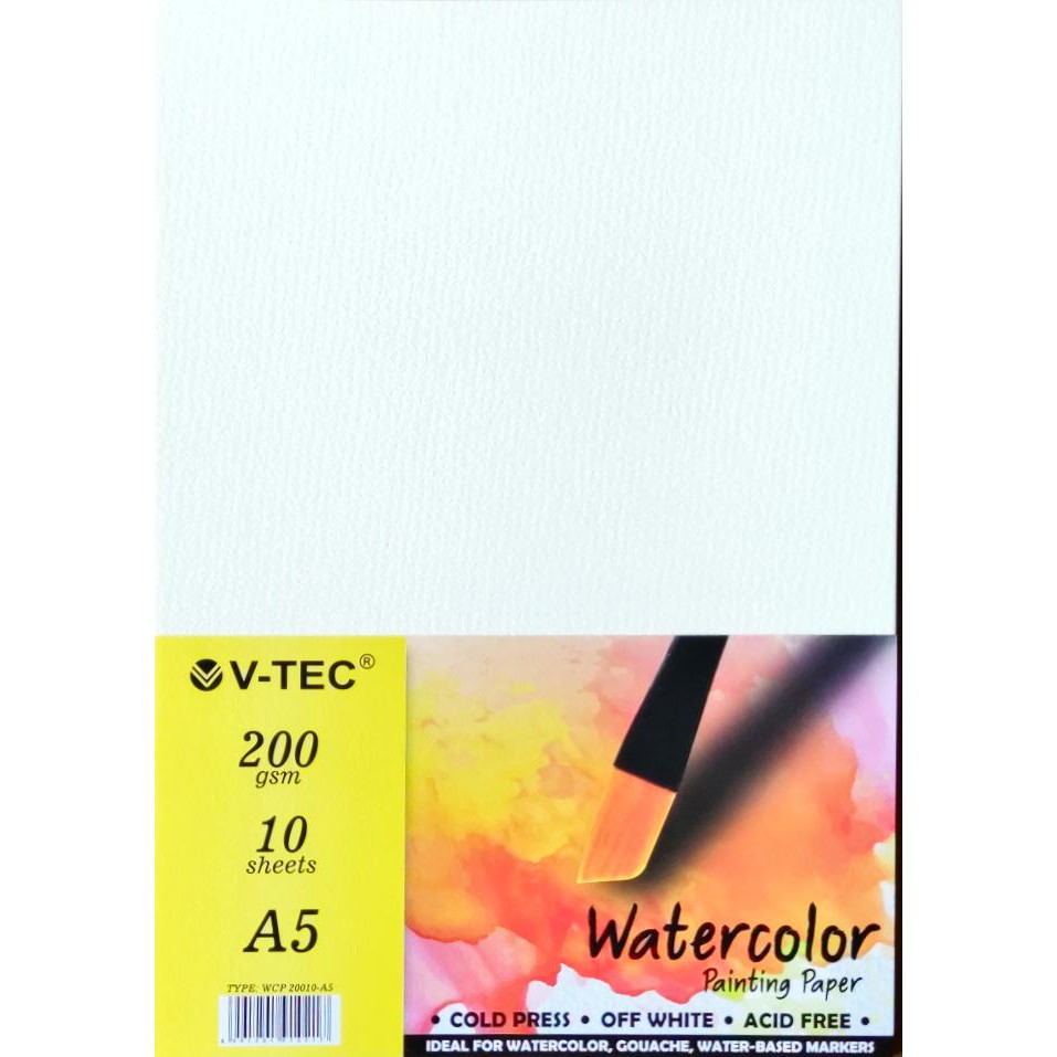 V-TEC Watercolor Paper 200 Gsm A5 Cold Pressed - Lembaran