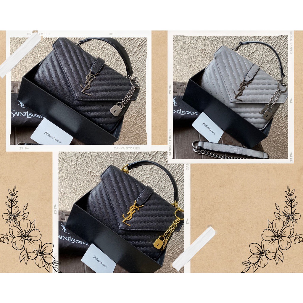 Tas Selempang Y*sl College Calfskin Medium Wanita Perempuan Cewek Cewe Sling Bahu Shoulder Hand Bag 