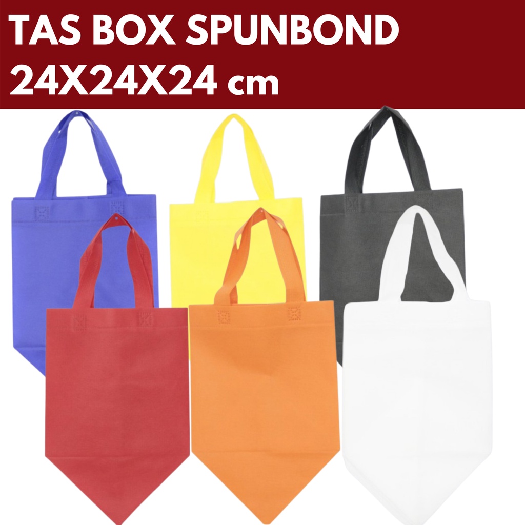 

TAS SPUNBOND BOX 24x24x24 cm GOODIEBAG HANDLE as Belanja/Tas Ultah/Tas Press / Tas Hajatan / Tas Souvenir / Tas Nasi Kotak / Tas Custom Design