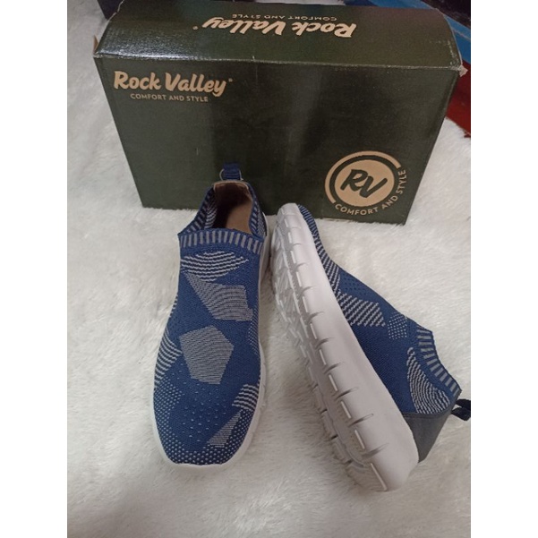 Rock Valley 44 Original sepatu sneakers rajut tanpa tali pria branded brand matahari biru