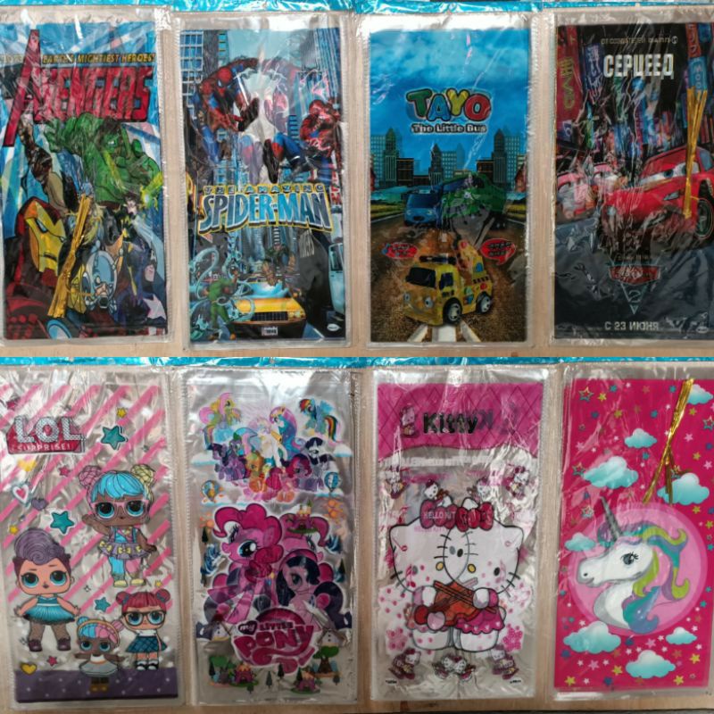 

plastik bingkisan - opp karakter ukuran 20X40