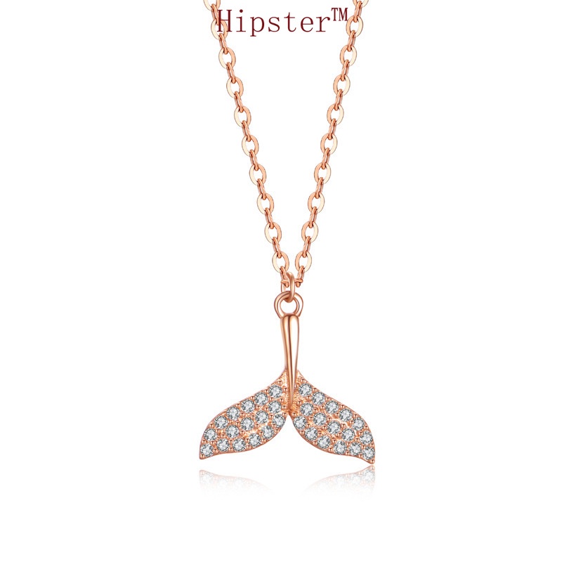 Niche Personality All-Match Fashion Fishtail Full Diamond Pendant Necklace