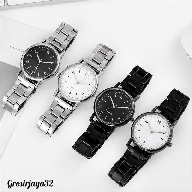 (GROSIRJAYA32) Jam Tangan Emilio Analog Strap Stainless Steel Casual Quartz Unisex Fashion Watch Analog Import