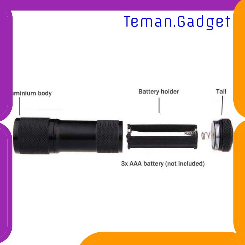 TG-IE190 TaffLED Senter LED Mini Ultraviolet UV 400nm 9 LED - UV-395