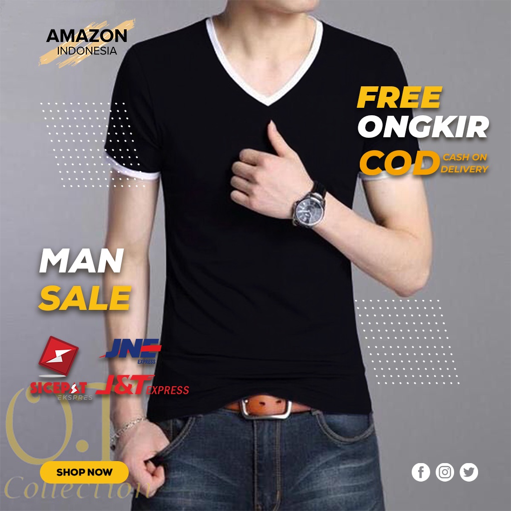 YANG LAGI HITS DICARI GAN Termurah Vabulo Warna Black Hitam Kaos Pria Cowo Kantor Kasual Formal Lengan Pendek