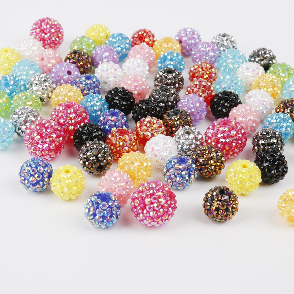 10 pcs AB Warna Manik-manik-Manik-manik Berlian Imitasi-Bling Beads-Resin Berlian Imitasi Beads Untuk Wanita Gelang Kalung Untuk Aksesoris Pembuatan Perhiasan Liontin DIY