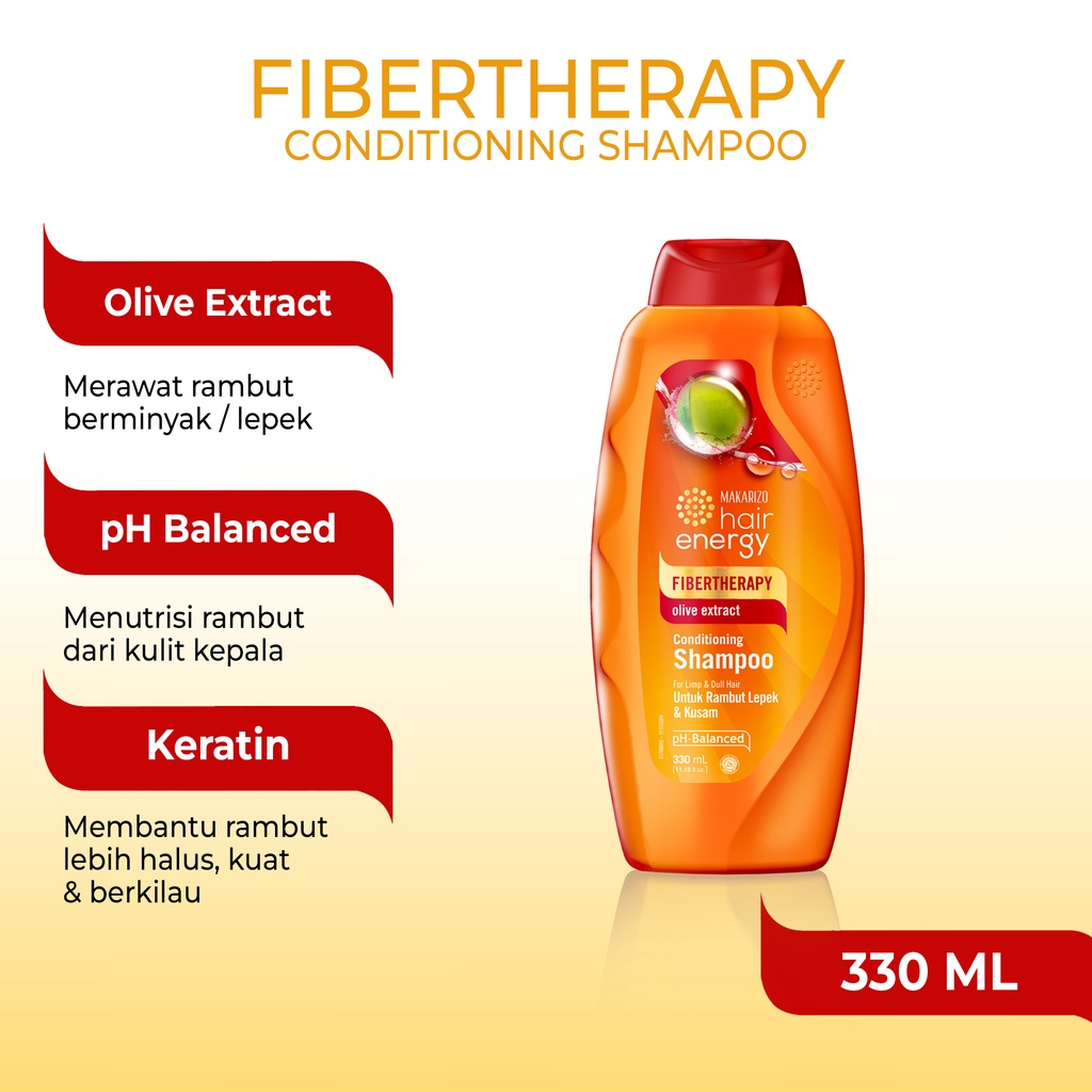 Makarizo Hair Energy Fibertherapy  Conditioning Shampoo Olive 330 mL / Shampo Kondisioner-1