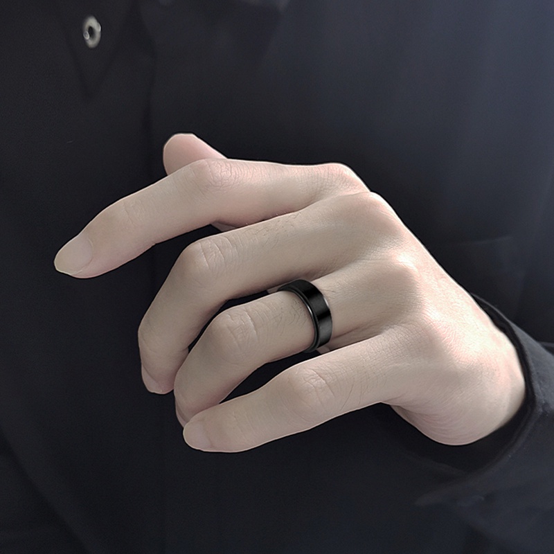 Fancyqube Cincin Fidget Spinner Bahan Stainless Steel Warna Hitam Anti Stress Untuk Pria Dan Wanita