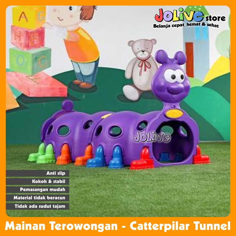 Mainan Terowongan Anak Caterpillar Bug Tunnel Playground