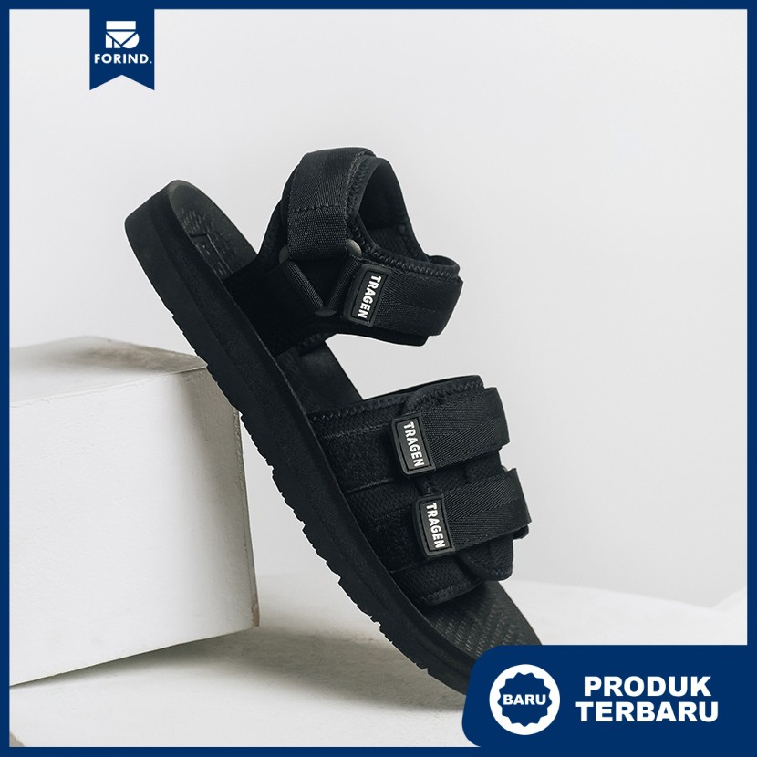 Sendal Gunung Hitam Original Sandal Kasual Pria Laki Footwear |DALTON FULL BLACK| FORIND x Tragen