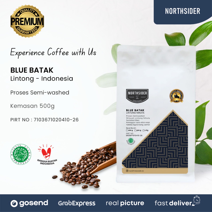 BIJI KOPI ARABIKA BLUE BATAK SEMIWASHED - 500GR NORTHSIDER COFFEE