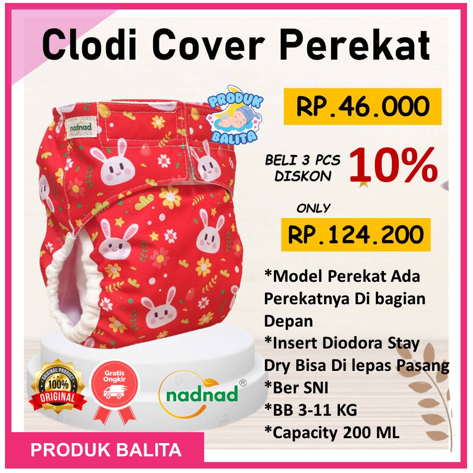 Popok Clodi Cover nadnad By Sakina Clodi kain Cuci Ulang Motif Harga Grosir Model Celana/ Perekat