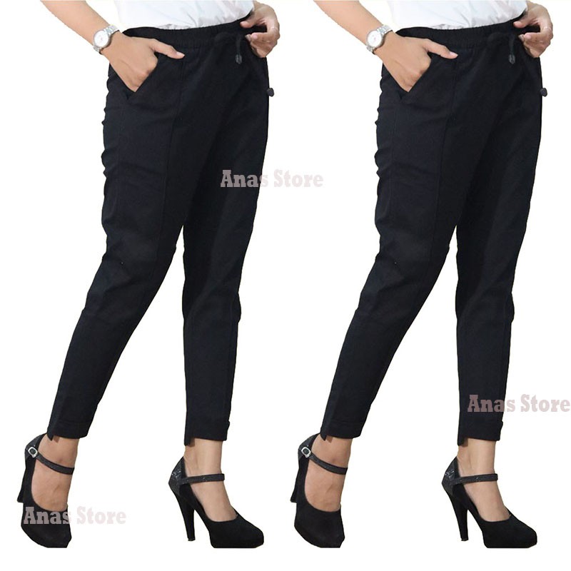 BAGGY PANTS TWILL COMBED PREMIUM GRADE A WANITA ( HALUS DAN TEBAL ) UKURAN STANDAR, JUMBO DAN L5