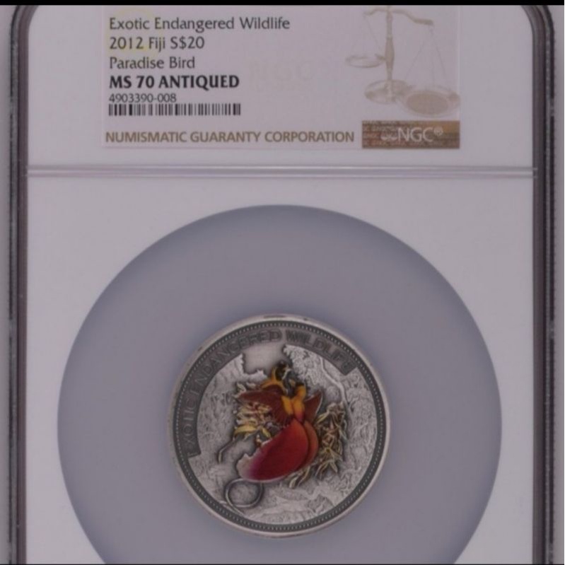 NGC PF 70 2012 Fiji S$20 paradise bird Cendrawasih koin perak silver