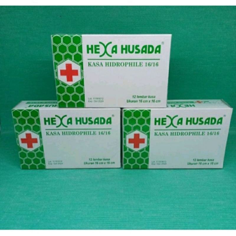 KASA HIDROFIL HEXA HUSADA ISI 12 LEMBAR, 16X16