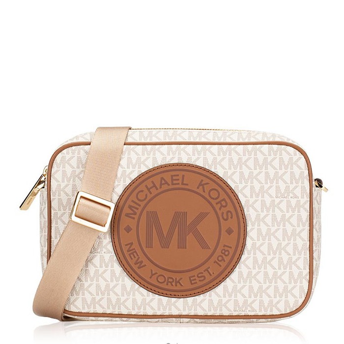 MICHAEL KORS Fulton Monogram Sport Logo Large Crossbody Vanilla