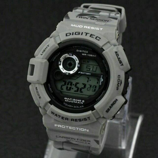 JAM TANGAN PRIA DIGITEC DG 2085 T PUTIH LORENG RUBBER SPORT ORIGINAL