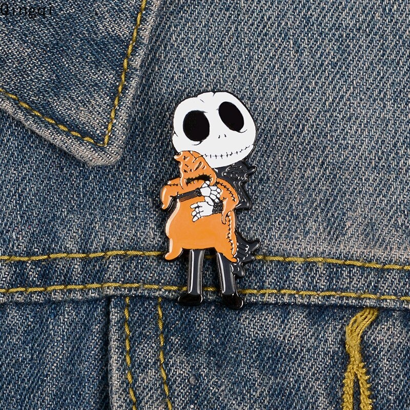 Bros Pin Enamel Desain Tengkorak Halloween Gaya Punk Untuk Hadiah Teman