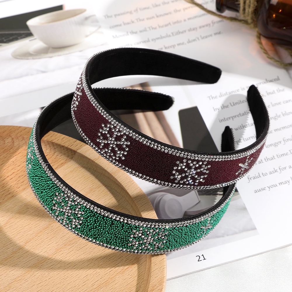 Christmas Snowflake Rhinestone Wide-brimmed Headband Fashion Simple Hair Bands for Women Hair Accessories