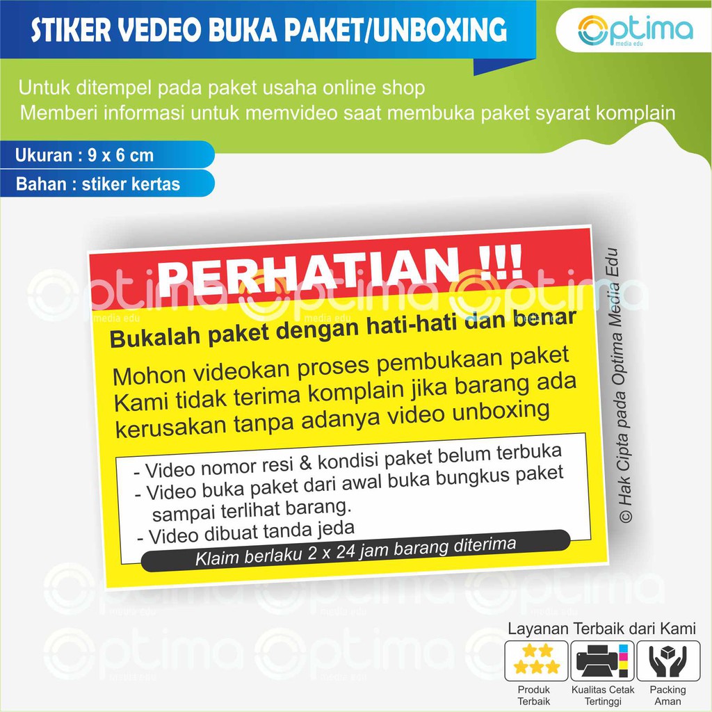 

STIKER MEMVIDEO SAAT BUKA PAKET / UNBOXING UNTUK PENJUALAN OLSHOP