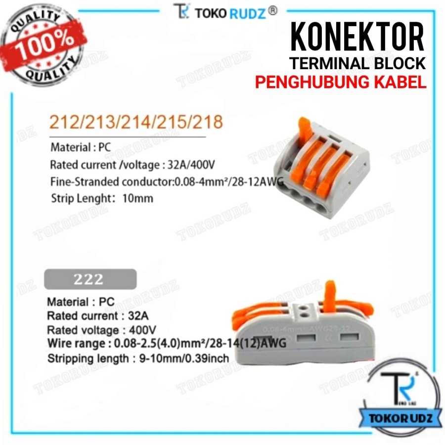 Terminal Konektor Kabel PCT 212 213 214 215 218 222 Sambung Kabel Listrik 2 3 4 5 8 Pin