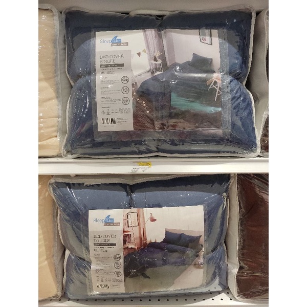 Krishome/sleep lite set bedcover&sprei embos single/double biru