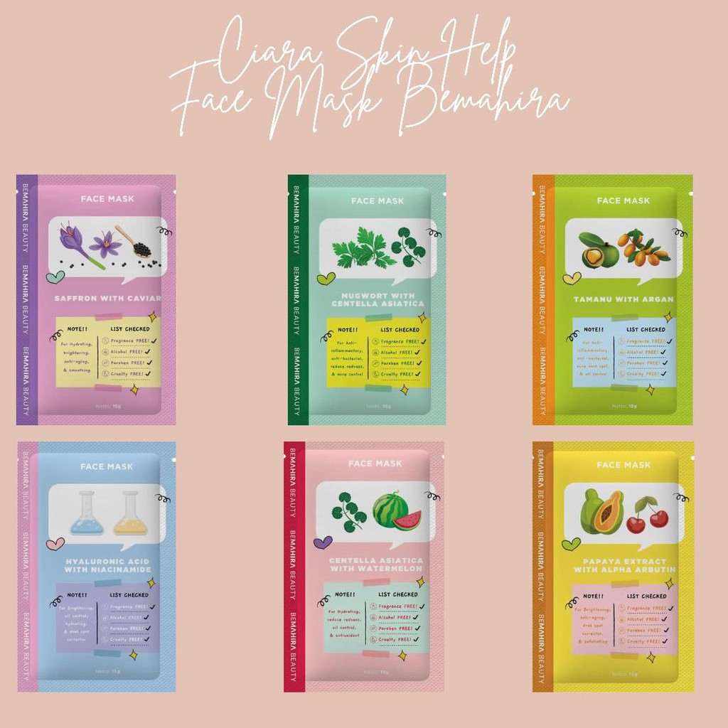Face Mask Bemahira Beauty / Masker Wajah Wash Off Aman BPOM