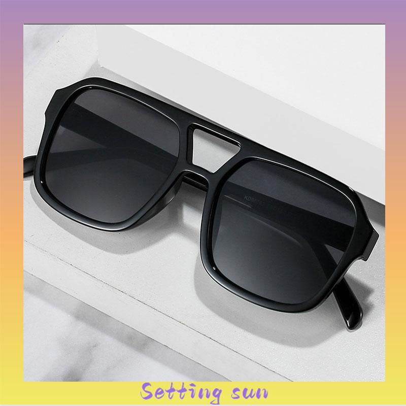 2022 Kacamata Hitam Aviator Retro Klasik Frame Kotak Besar Anti Uv Untuk Wanita TN