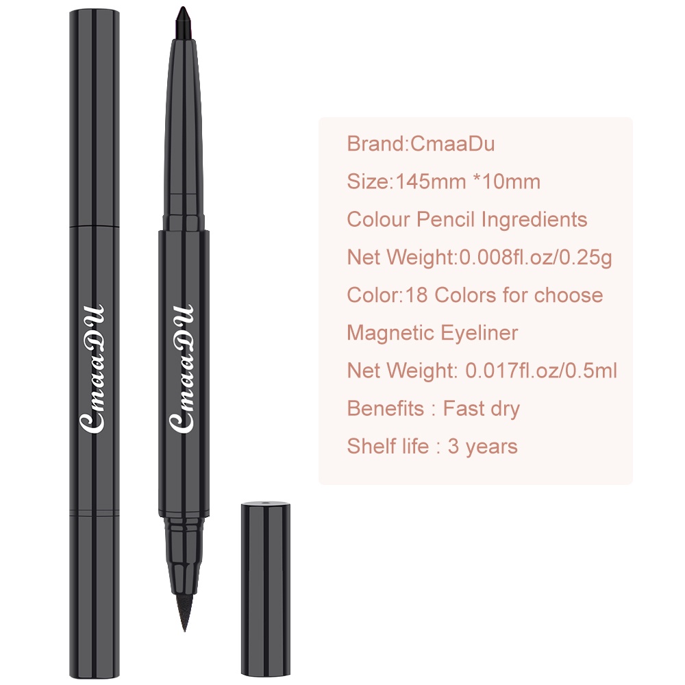 CMAADU Magnetic Eyeliner 2 In 1 Eyeliner Gel Pencil Pen Set Vegan Waterproof Tahan Lama