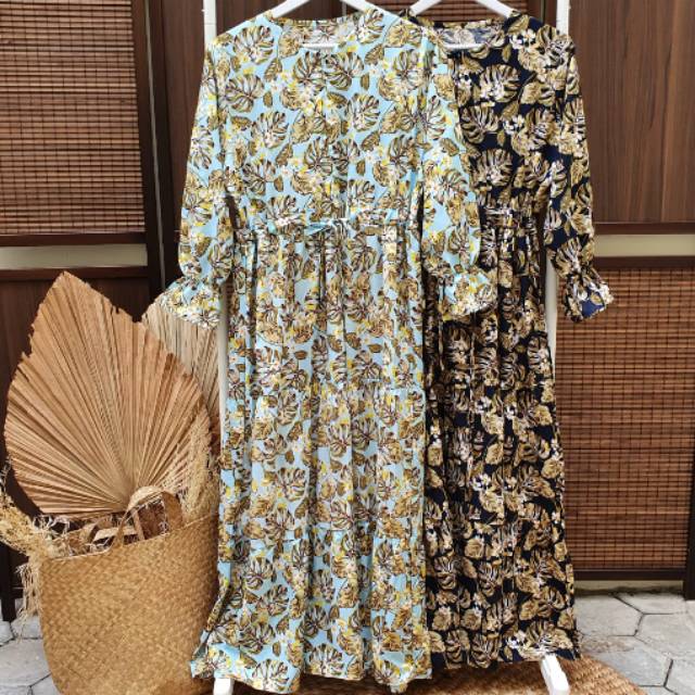 Gamis Katun Rayon Viscose Daun
