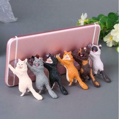 Stand Holder Smartphone Bentuk Kucing Lucu Dengan Kop Perekat