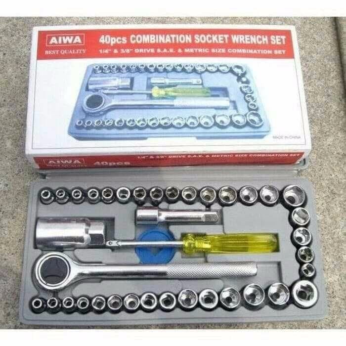 COD KUNCI SOK AIWA 40 PCS//KUNCI PAS AIWA 40 PCS//KUNCI AIWA 40 PCS COMBINATION SOCKET WRENCH SET//KUNCI AIWA SHOCK AIWA 40 PCS FULL SET MULTIFUNSI