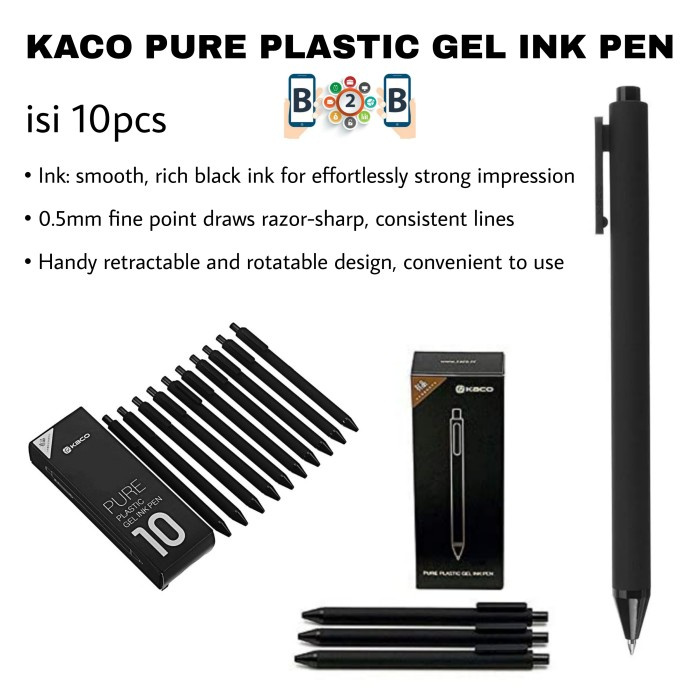 

MURAH KACO PURE PLASTIC GEL INK PEN 10pcs - Pena Pulpen Alat tulis