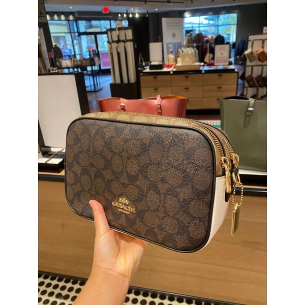 Coach Jess Crossbody In Signature Canvas Brown white