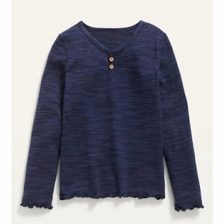 Baju anak kaos rib knit Old Navy biru navy 4-16 T - XS