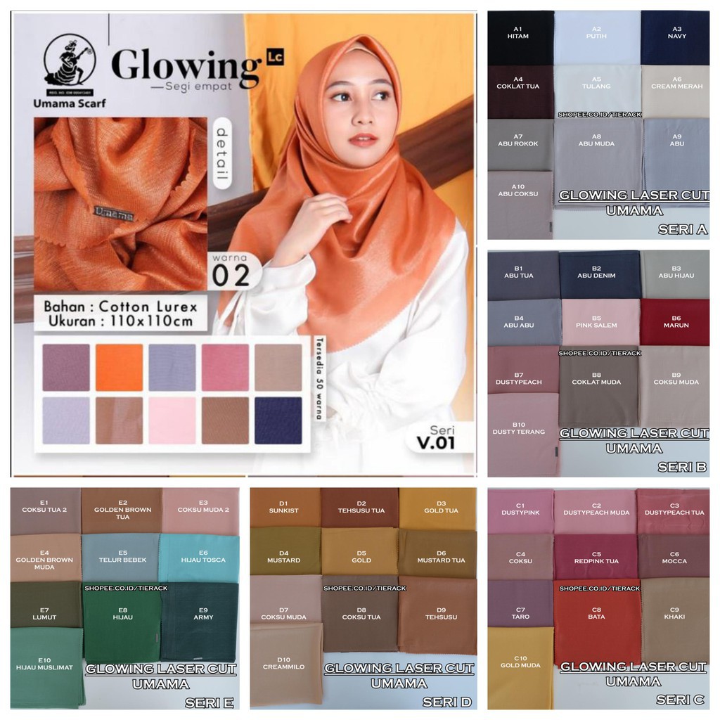 GLOWING LASER CUT UMAMA Scarf Jilbab Hijab Kerudung Segiempat Polos Cotton Lurex by BNSby Aira