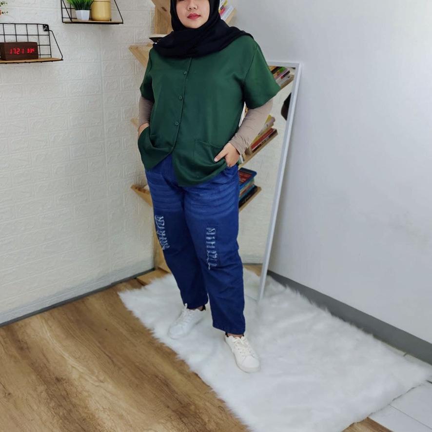 ♙ ATASAN BLOUSE LENGAN PENDEK JUMBO BIGSIZE OVERSIZE LD 110 120 130 140 ➽