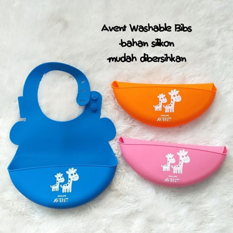 Phlips Avent Feeding Bib Premium Baby Bibs Silikon BPA Free Waterproof MPASI Celemek Makan Bayi Feeding Sleber/Slabber Silikon