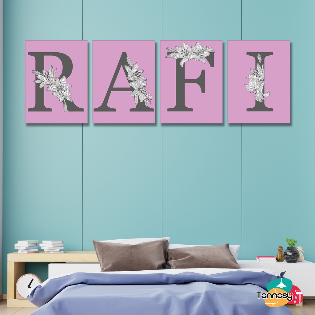 TENNESY HIASAN DINDING 15x20CM KUSTOM NAMA ALFABET HURUF  BUNGA FONT INISIAL TEXT REQUEST WALL DECOR PAJANGAN KAYU DEKORASI DINDING KAMAR TIDUR RUMAH