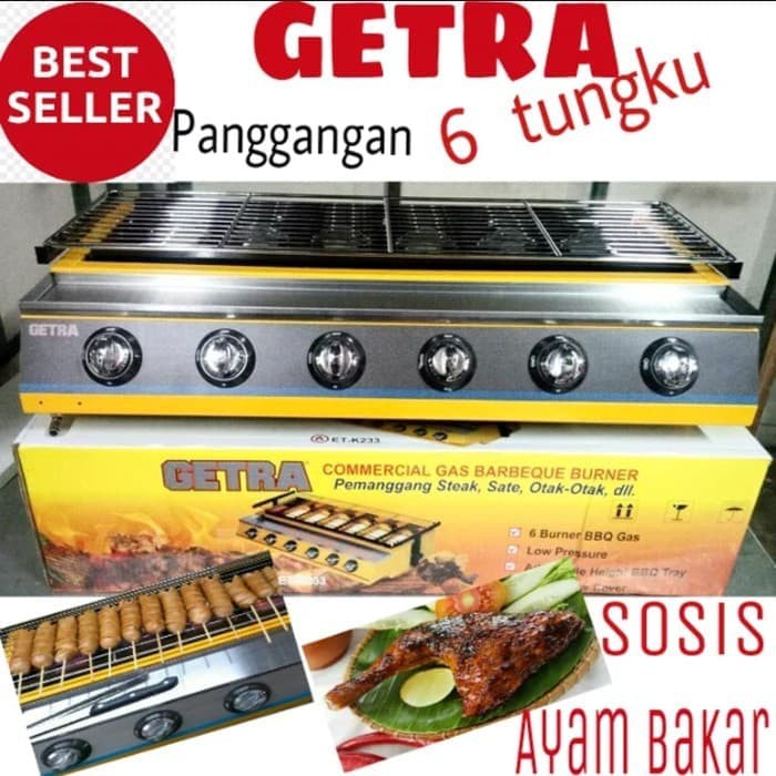 GETRA Pemanggang 6 tungku ET-K233 - panggangan sosis ayam