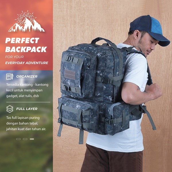 Tas Gunung Hiking Backpack Adventure Carrier 40L Semi Carrier - Tas Semi Keril Murah Original Kuat Ransel Traveling Backpacker BA600