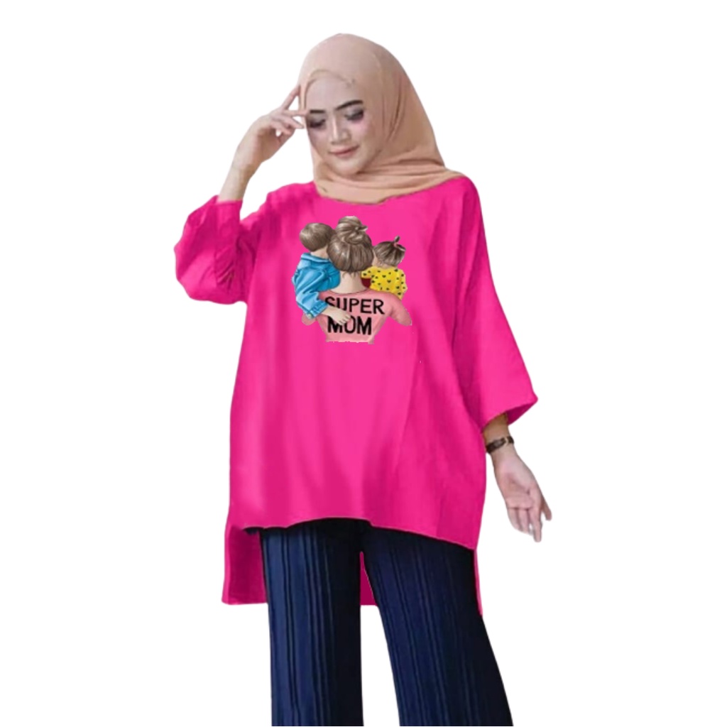 Tunik Jumbo SUPER MOM / Atasan Wanita Lingkar dada 130cm/XL,XXL