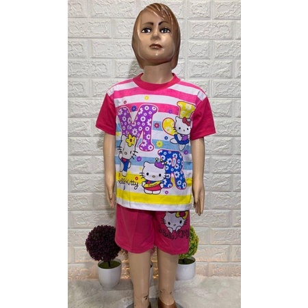 SET ANAK PEREMPUAN HELOKITTY PELANGI NEW MJR/set anak cantik hk/baju anak cewek helikitty