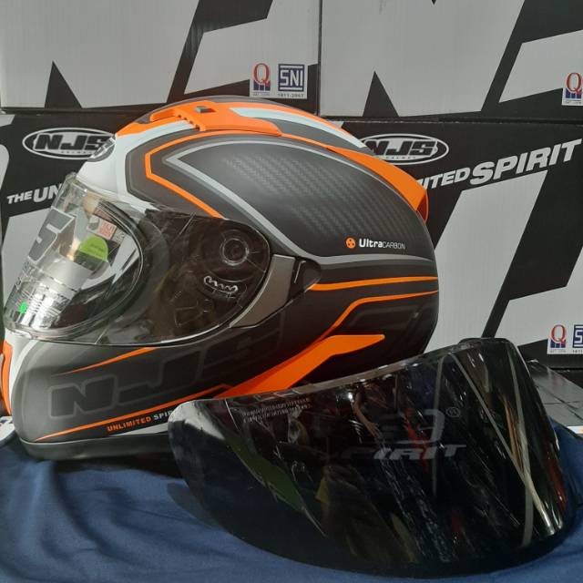 HELM NJS SHADOW MOTIF #ULTRA CARBON-GUNMET DOFT/ORANGE