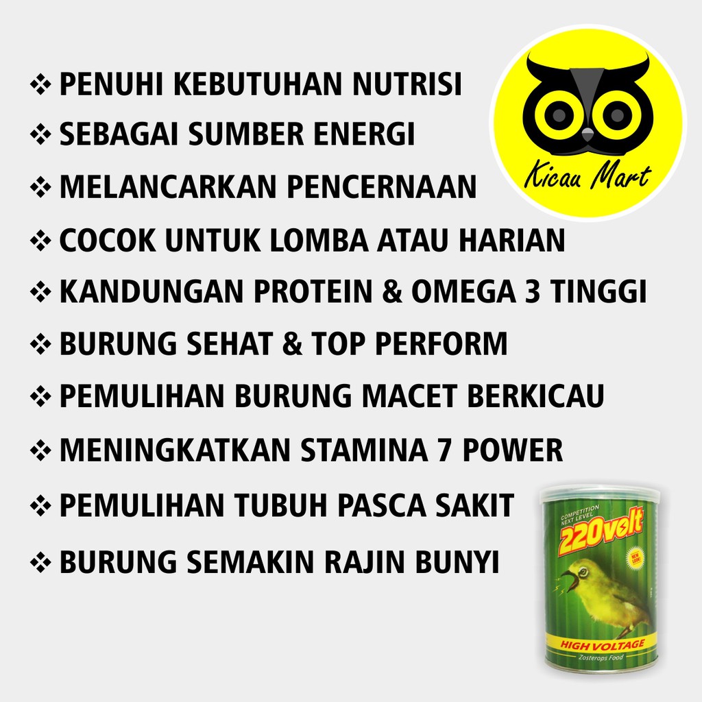 PAKAN MAKANAN PUR VOER 220 VOLT UNTUK BURUNG PLECI ORIENTAL WHITE EYE KEMASAN KALENG PKPL22AS