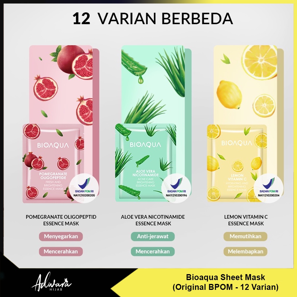 BIOAQUA Sheet Mask 25 gram Essence Face Mask Brightening Moisturizing Masker Wajah Anti Aging