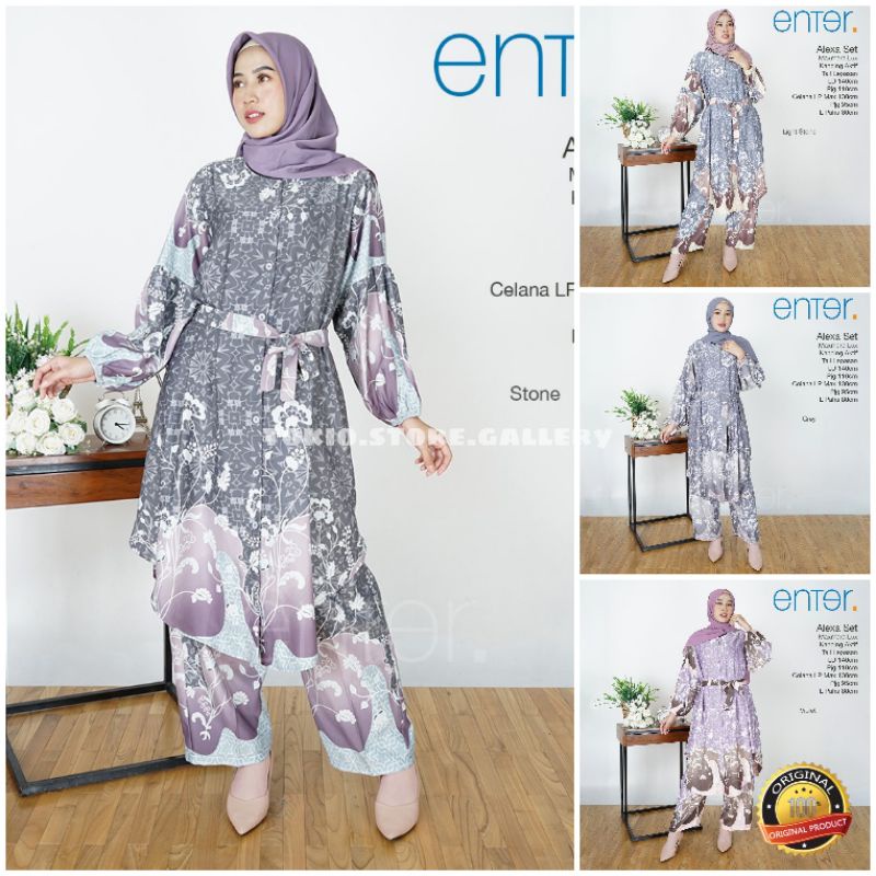 Alexa one set jumbo ld 140 bahan maxmara lux premium | setelan baju muslimah ori enter